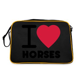 I love Horses - Retro Tasche - Schwarz/Gold - Hinten