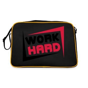 Work Hard - Retro Tasche - Schwarz/Gold - Hinten