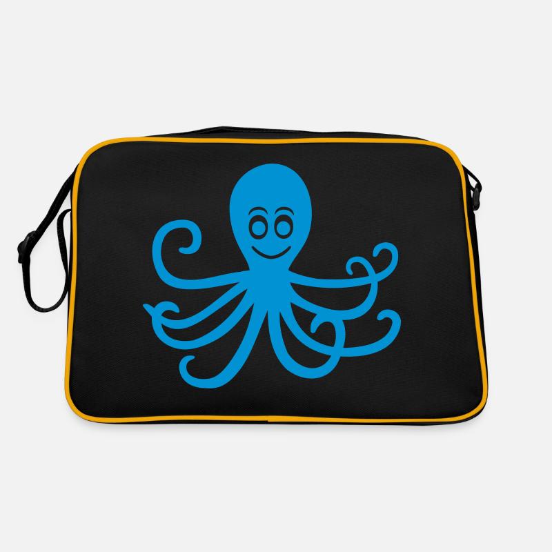 Krake Oktopus - Retro Tasche - Schwarz/Gold