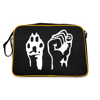 Pfote und Faust | Animal Liberation | Weiß - Retro Tasche - Schwarz/Gold - Hinten