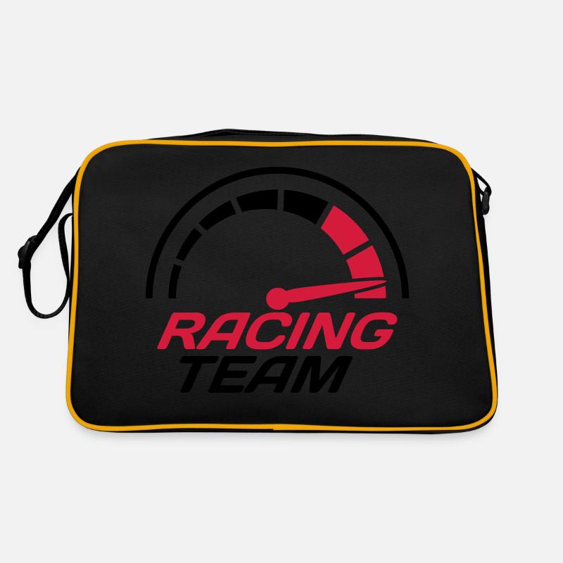 Racing Team Tacho Schnell Rasen - Retro Tasche - Schwarz/Gold