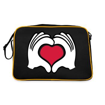 2 mains coeur coeur amour caractère preuve d'amour - Sac Retro - noir/or - Dos