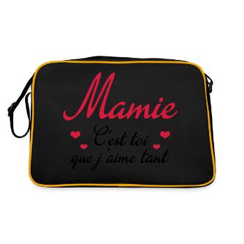 Mamie / Mamy / Grand Mere / Grand-Mère / Bébé - Sac Retro - noir/or - Dos