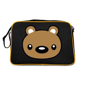teddy face head cuddly toy - Retro Bag - black/gold - Back