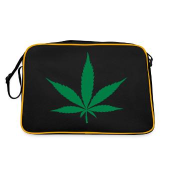 Hemp Leaf Cannabis Symbol - Retro Bag - black/gold - Back