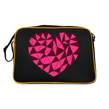 Pink Grid Heart - Retro Bag - black/gold - Back