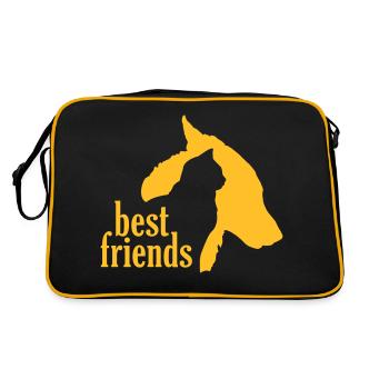 Chien Chat Meilleurs Amis Amitié Animaux de compagnie - Sac Retro - noir/or - Dos