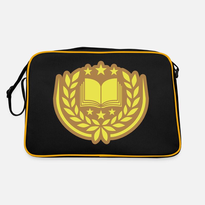 Emblem Buch Sterne Lorbeerkranz Retro Tasche