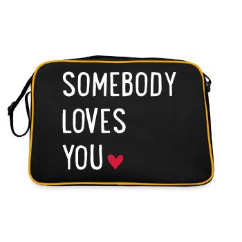 Jemand liebt Dich - Retro Tasche - Schwarz/Gold - Hinten