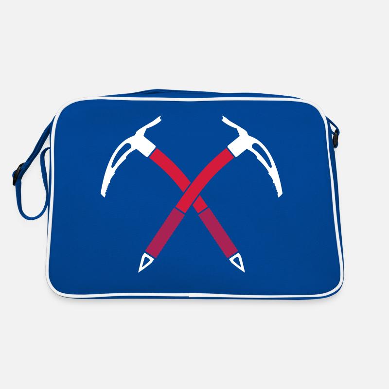 Crossed ice axe three-color vector Retro Bag