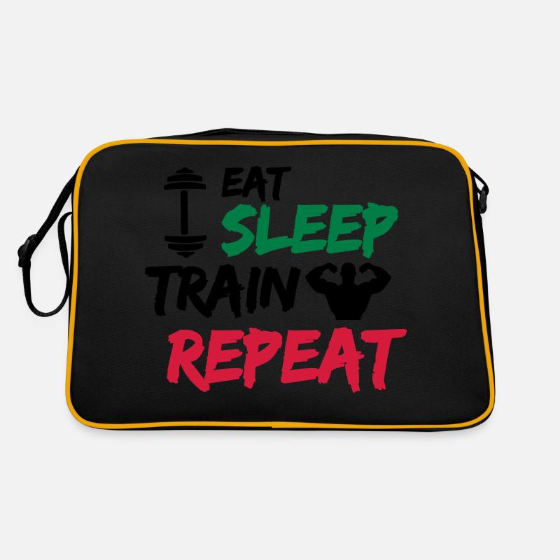 eat sleep train repeat - Retro Tasche - Schwarz/Gold