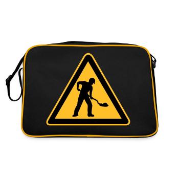 Sign road construction construction site - Retro Bag - black/gold - Back