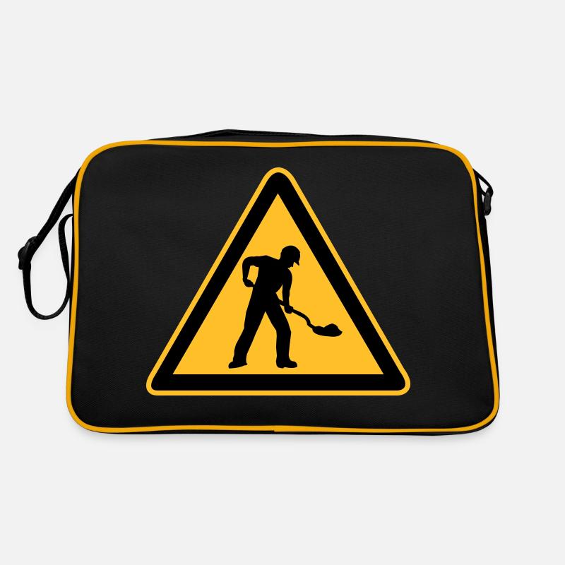 Sign road construction construction site Retro Bag