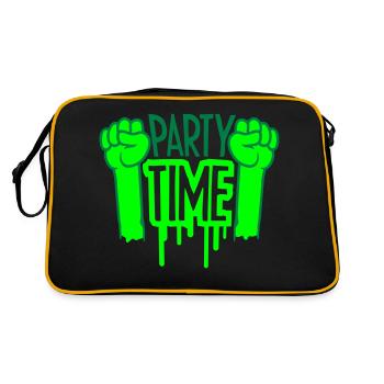 Party Time Crew Logo Feiern Team Freunde Mitglied - Retro Tasche - Schwarz/Gold - Hinten