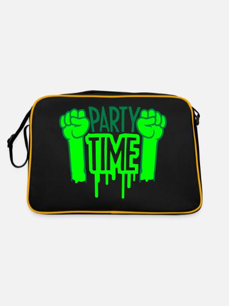 Logo de l’équipe Party Time Célébrez les amis de l’équipe - Sac Retro - noir/or - Dos