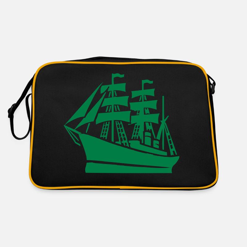 Schiff Schifffahrt - Retro Tasche - Schwarz/Gold