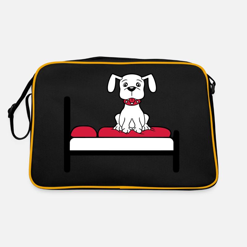 Chien Sur Le Lit Détendu Dormir Chambre Mignon Sac Retro
