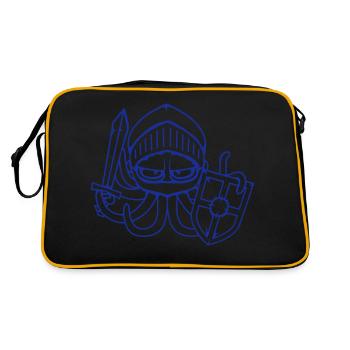 Oktopus Ritter Mittelalter Krieger Kämpfer Schwert - Retro Tasche - Schwarz/Gold - Hinten