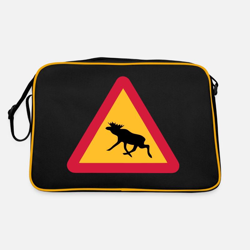 Warnung Elch! Älg! Moose! Schweden Sweden (vektor) - Retro Tasche - Schwarz/Gold