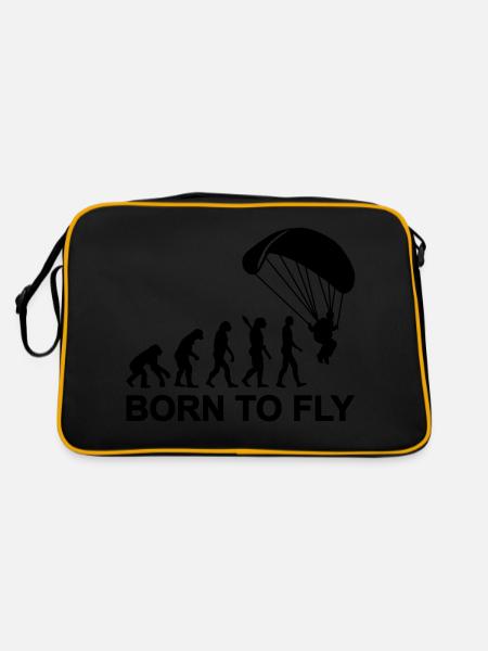 Evolution Fallschirmspringen - Retro Tasche - Schwarz/Gold - Hinten