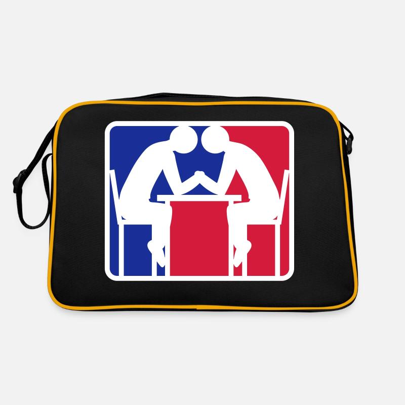 arm wrestling red blue logo button wrestle Armwrestli Retro Bag
