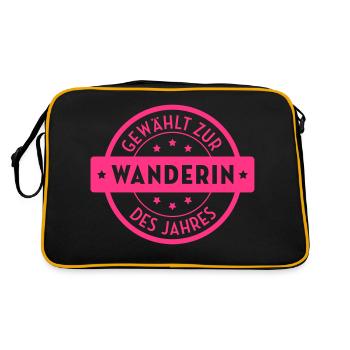 Wanderer / Wanderin / Wandern / Treck / Steigen - Retro Tasche - Schwarz/Gold - Hinten