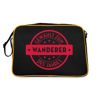 Wanderer / Wanderin / Wandern / Treck / Steigen - Retro Tasche - Schwarz/Gold - Hinten