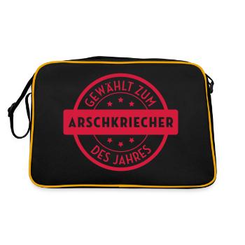 Arschkriecher Arschkriecherin Heuchler Heuchlerin - Retro Tasche - Schwarz/Gold - Hinten