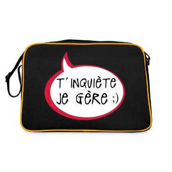 inquiete je gere citation humour bulle d - Sac Retro - noir/or - Dos