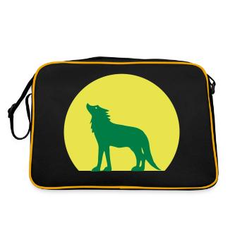 silhouette wolf and moon - Retro Bag - black/gold - Back