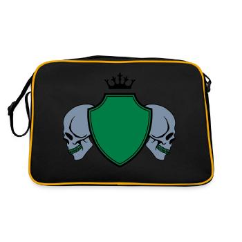 skull wappen - Retro Tasche - Schwarz/Gold - Hinten