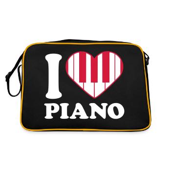 I Love Piano Piano Heart Music Instrument Love - Retro Bag - black/gold - Back