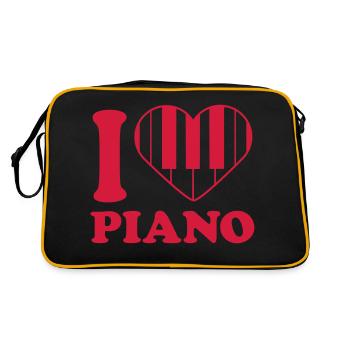 I Love Piano Piano Heart Music Instrument Love - Retro Bag - black/gold - Back
