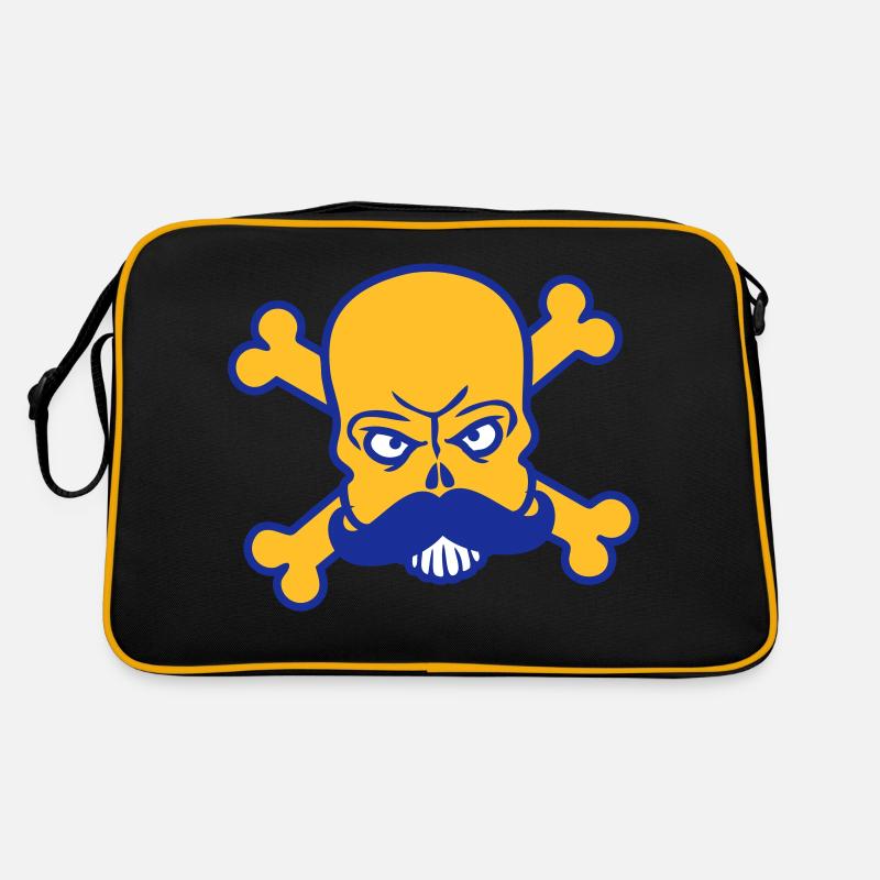 Mr Sir Herr Bart Totenkopf Schädel Knochen Skelett Retro Tasche