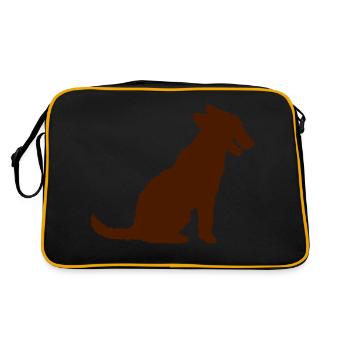 chien s’asseoir silhouette langue sortant contour - Sac Retro - noir/or - Dos
