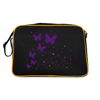 Schmetterlinge & Sternchen - Retro Tasche - Schwarz/Gold - Hinten