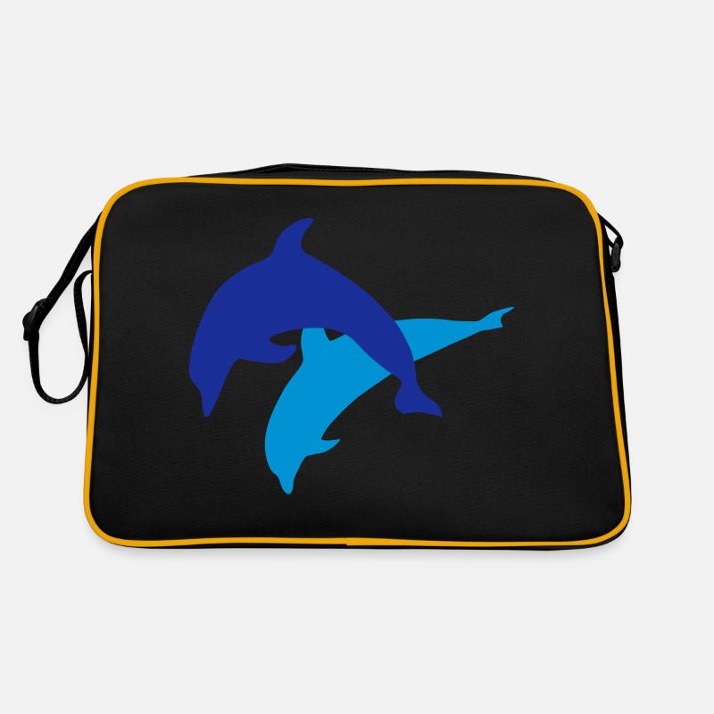 Delfine, Delfin - Retro Tasche - Schwarz/Gold