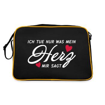 Ich tue nur was mein Herz mir sagt - Retro Tasche - Schwarz/Gold - Hinten