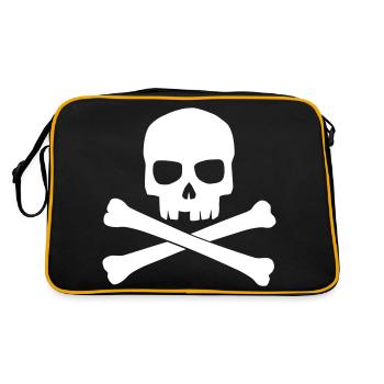 Crâne blanc avec os croisés. Le crâne - Sac Retro - noir/or - Dos