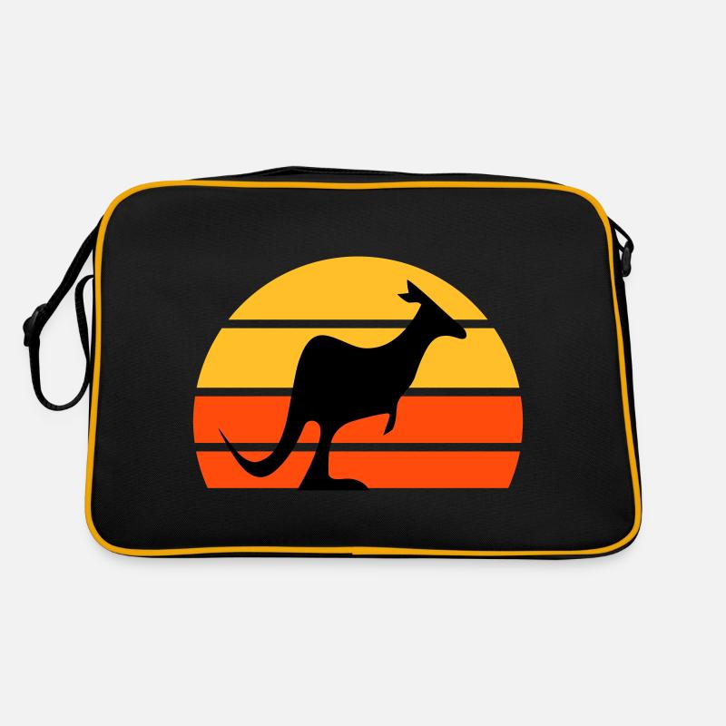 Känguru vor einer Halbsonne Retro Tasche