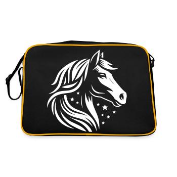 Pferdekopf Sterne - Retro Tasche - Schwarz/Gold - Hinten