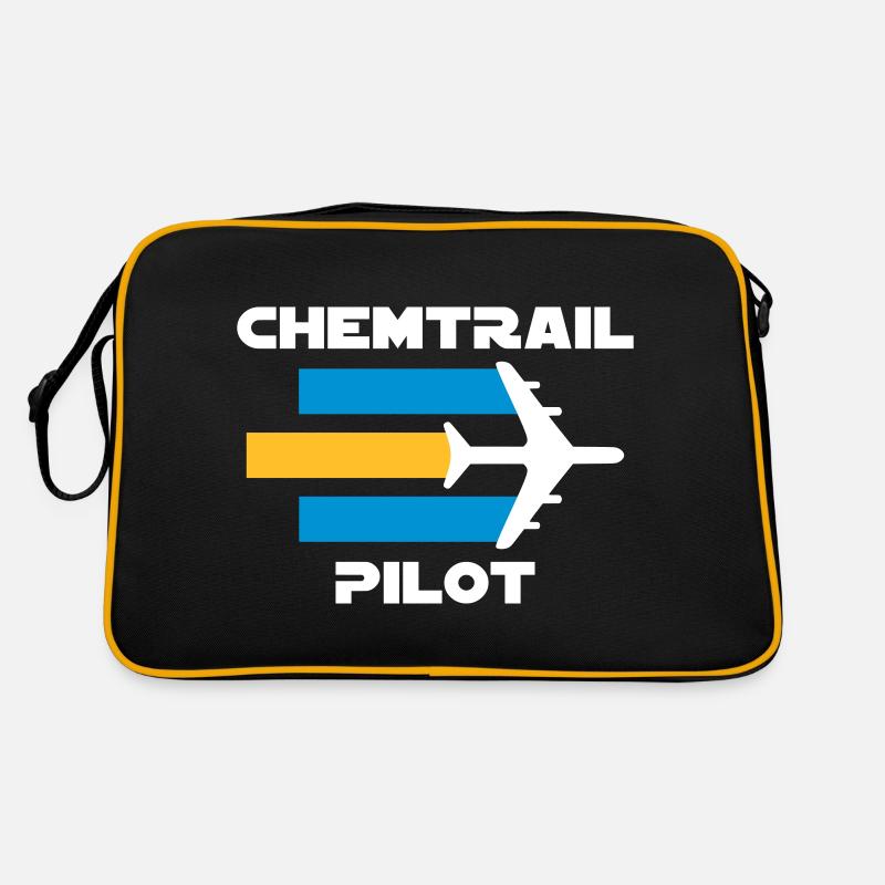 Chemtrailpilot (Flugzeug mit Chemtrails) - Retro Tasche - Schwarz/Gold