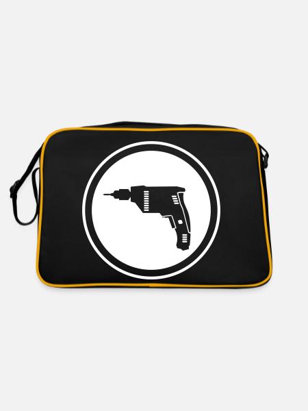 Bohrmaschine - Retro Tasche - Schwarz/Gold - Hinten