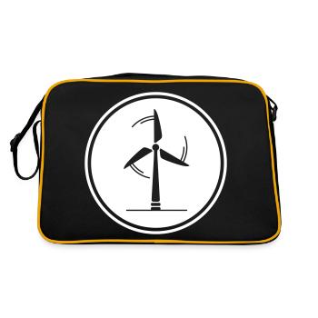 Windrad Silhouette - Retro Tasche - Schwarz/Gold - Hinten