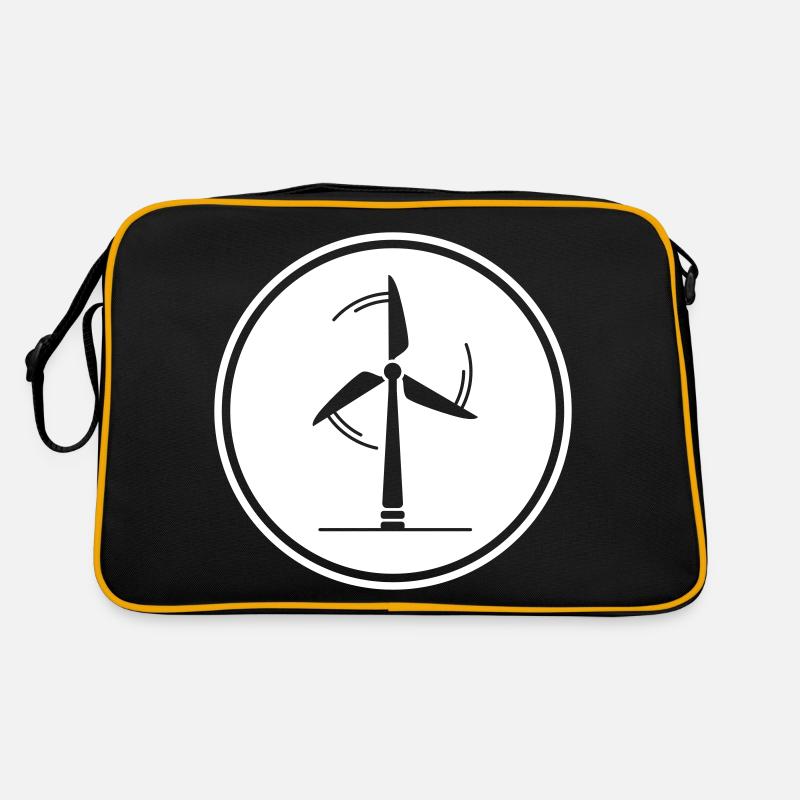 Silhouette d’éolienne - Sac Retro - noir/or