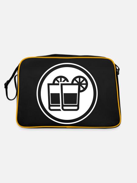 Cocktail Icon - Retro Tasche - Schwarz/Gold - Hinten
