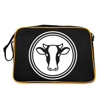 Kuh Kopf - Retro Tasche - Schwarz/Gold - Hinten