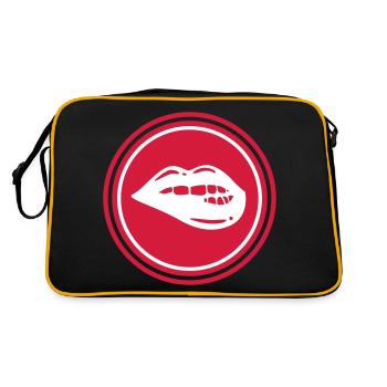 Lippen symbol - Retro Tasche - Schwarz/Gold - Hinten