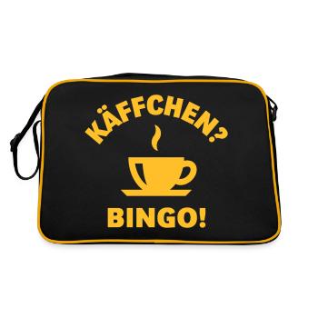 Käffchen Bingo (Baumann Klausen Clausen Kaffee V2) - Retro Tasche - Schwarz/Gold - Hinten