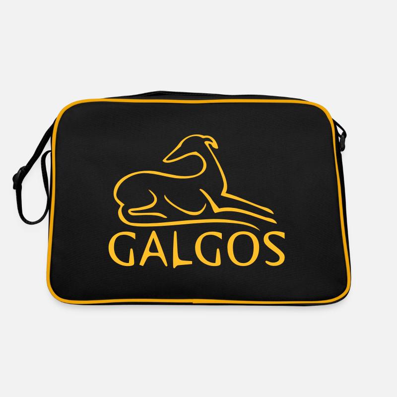 Windhund liegend - Retro Tasche - Schwarz/Gold